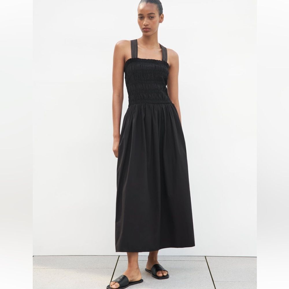 Zara topstitched midi dress